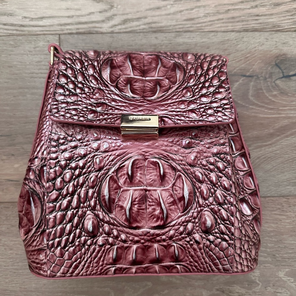 Brahmin Rose Embossed Backpack - image 1